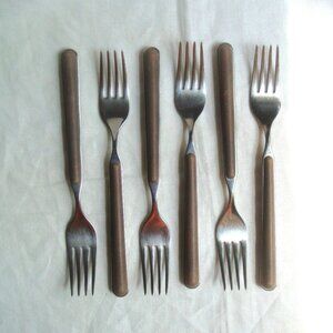 Set of 6 Forks MEPRA Italy Stainless Flatware Tobacco Brown